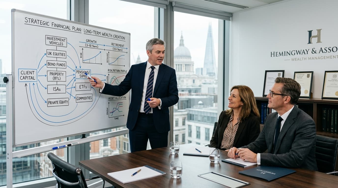 Comprehensive wealth strategy diagram showing SSAS alongside ISA, property and business investments