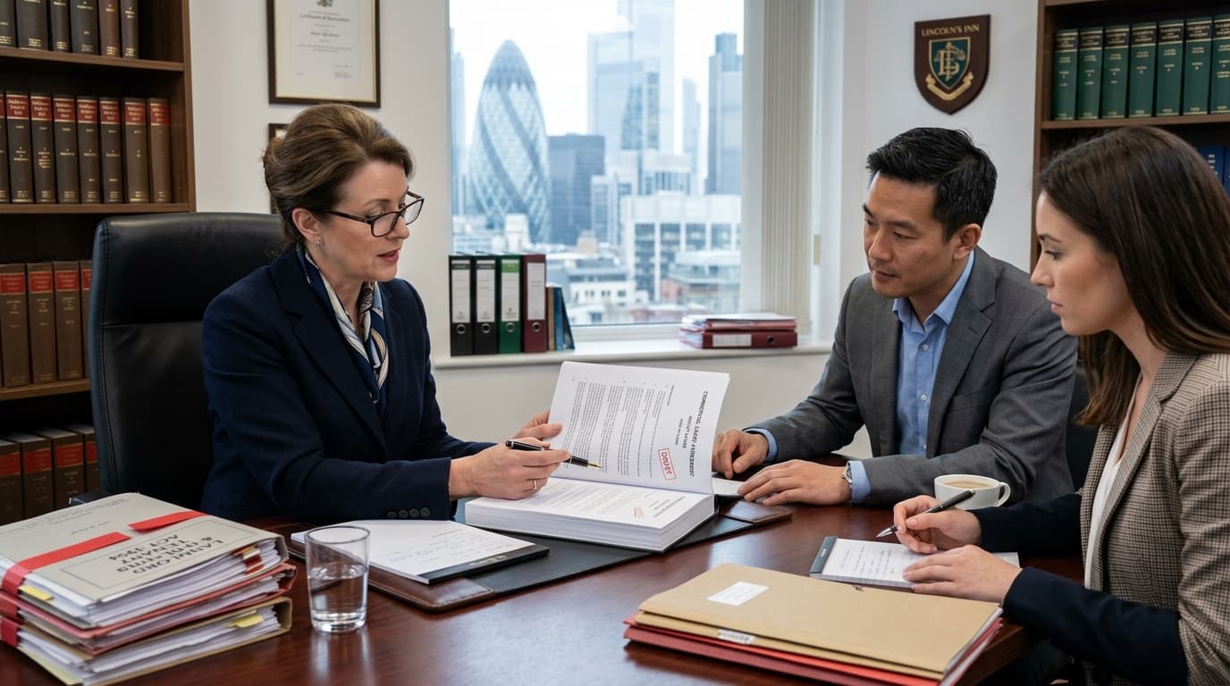 Commercial lease documents being reviewed by solicitors and business directors