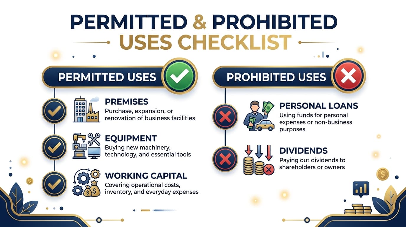 Checklist of permitted business uses for SSAS loanback funds