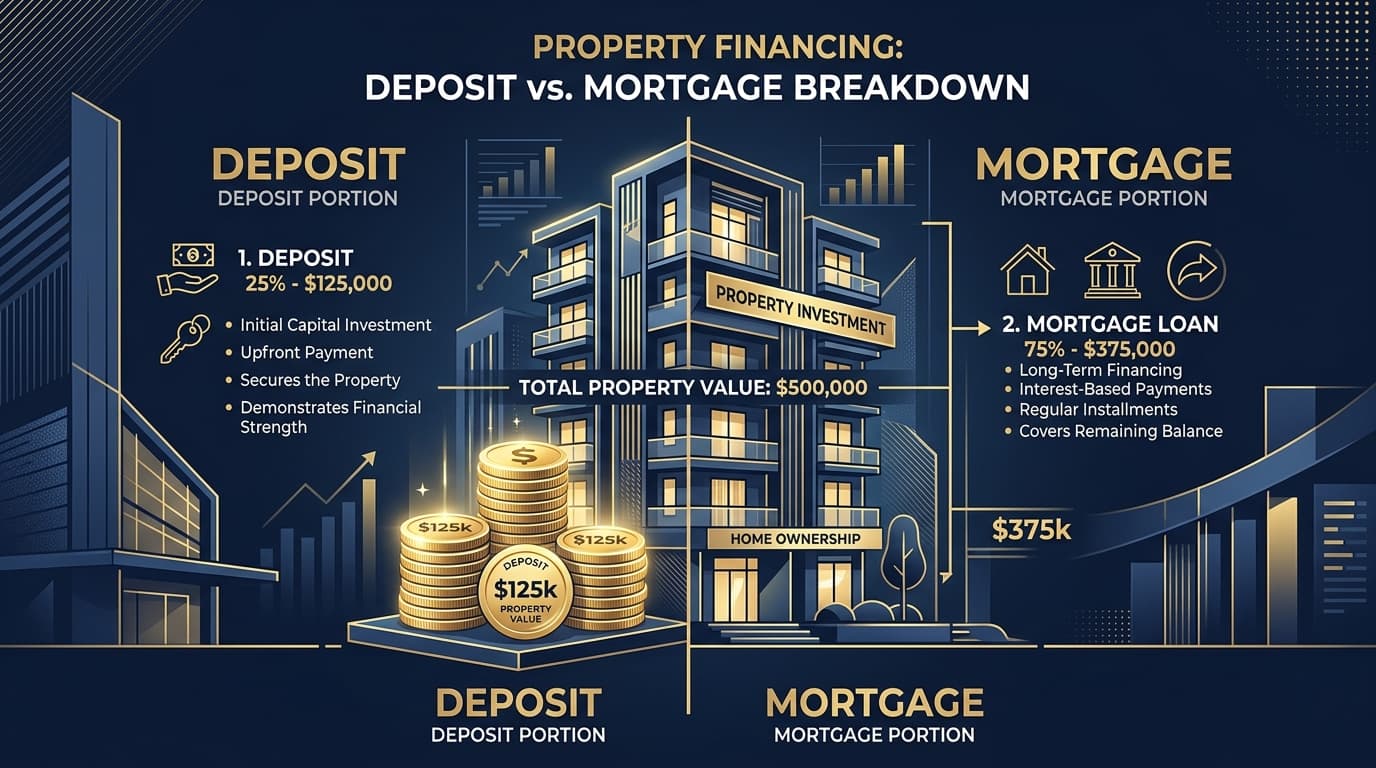 Pie chart showing deposit and mortgage split for SSAS property purchase