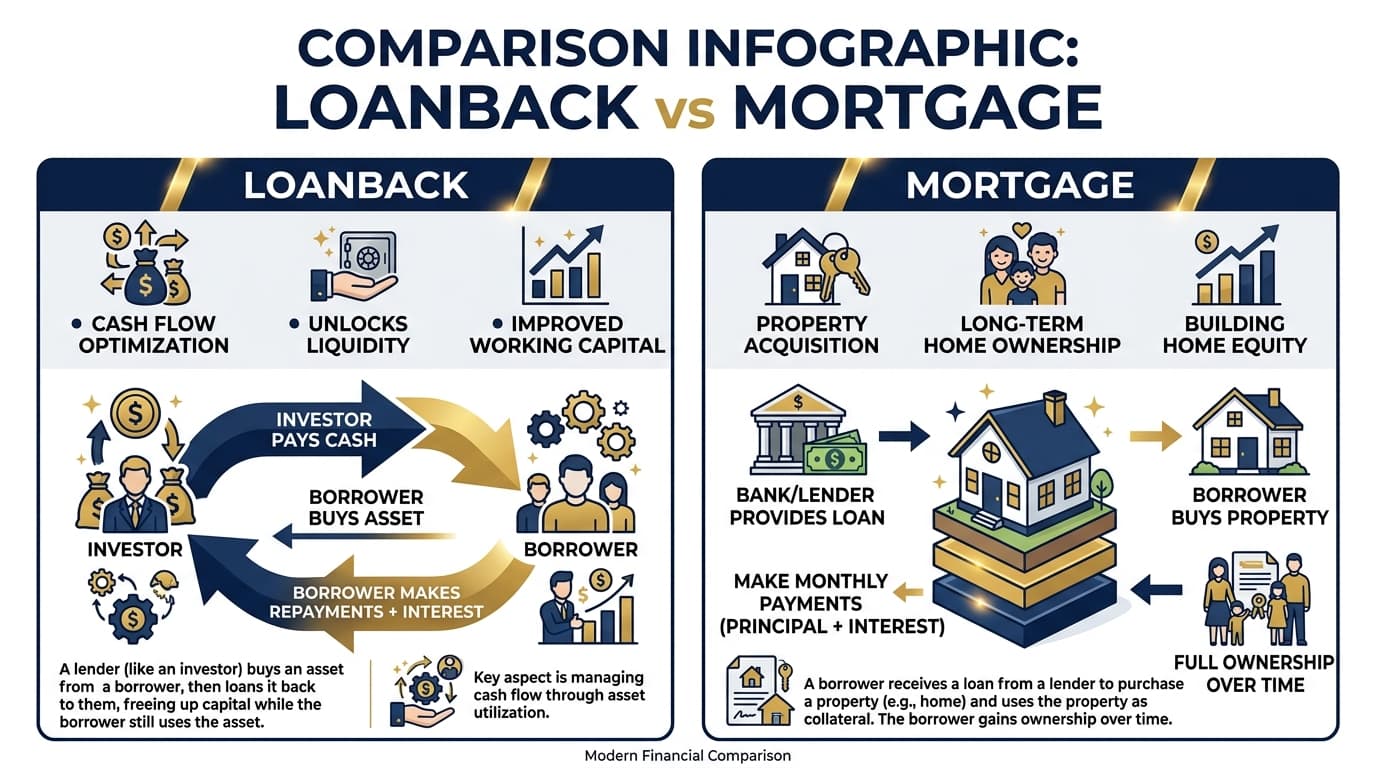 Side-by-side comparison of SSAS loanback and SSAS mortgage financing structures