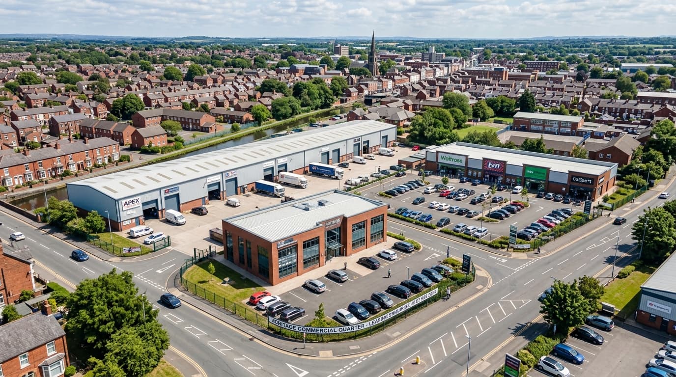 Portfolio of commercial properties including office, industrial, and retail units