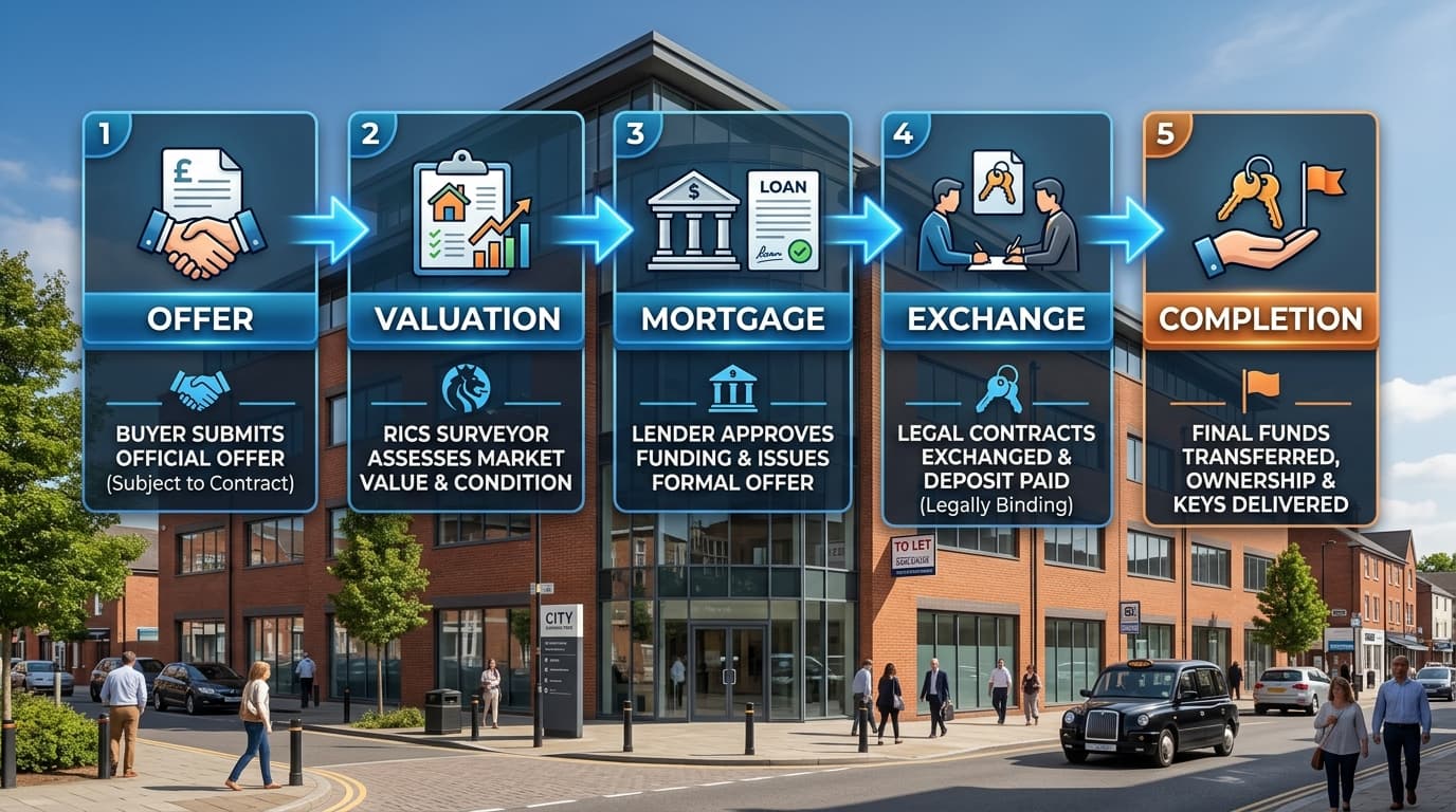 Step-by-step property purchase process flow diagram for SSAS pension scheme