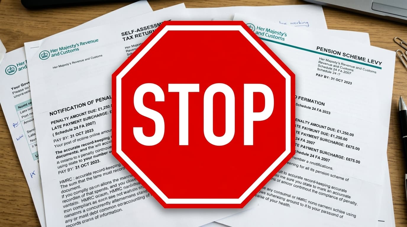 Warning sign overlaid on pension documents illustrating the risk of unauthorised payments